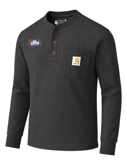 Carhartt Dark Grey Heather Long Sleeve Henley Shirt w/Hendricks 250th Logo