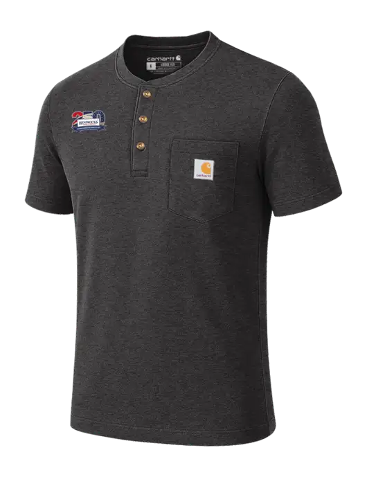 Carhartt Dark Grey Heather Short Sleeve Henley Shirt w/Hendricks 250th Logo