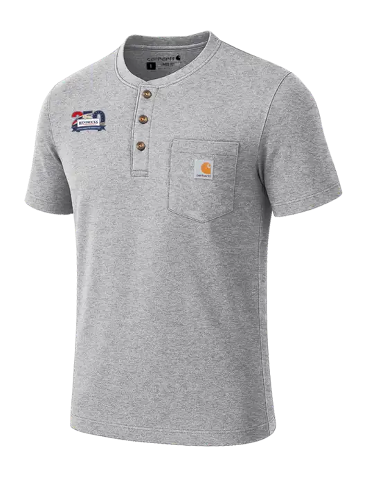 Carhartt Light Grey Heather Short Sleeve Henley Shirt w/Hendricks 250th Logo