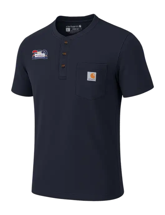 Carhartt Navy Short Sleeve Henley Shirt w/Hendricks 250th Logo