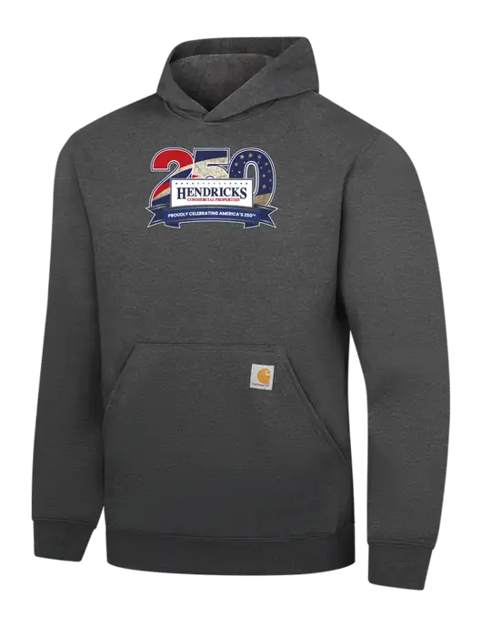Carhartt Dark Grey Heather Midweight Hooded Sweatshirt w/Hendricks 250th Logo
