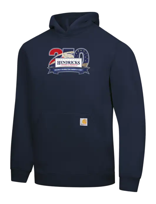 Carhartt Navy Midweight Hooded Sweatshirt w/Hendricks 250th Logo