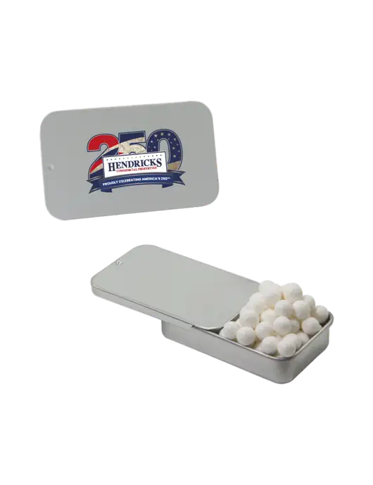 Signature Peppermints In Silver Slider Tin w/Hendricks 250th Logo