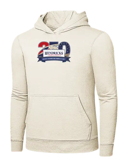 Very Light Tan 7.8 oz Ring Spun Hooded Sweatshirt w/Hendricks 250th Logo