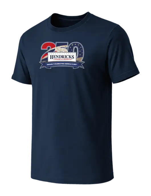 BELLA+CANVAS Navy CVC Short Sleeve Tee w/Hendricks 250th Logo