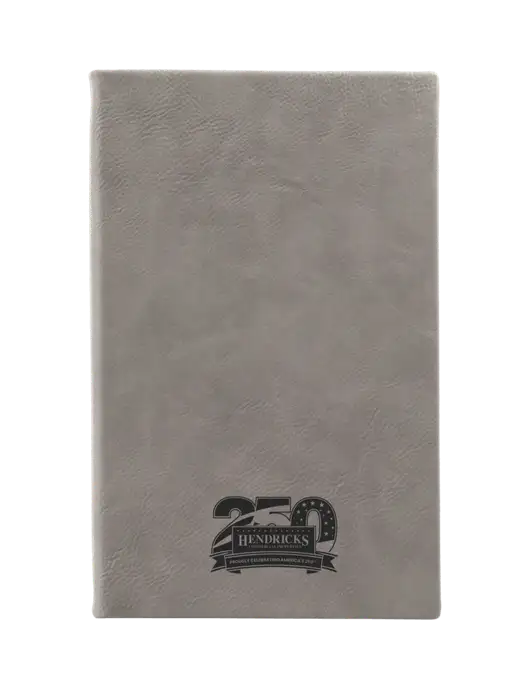 Grey Leatherette 5.25 x 8.25 Journal w/Hendricks 250th Logo