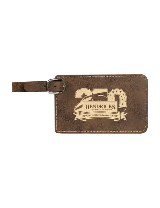 Rustic Leatherette Luggage Tag w/Hendricks 250th Logo