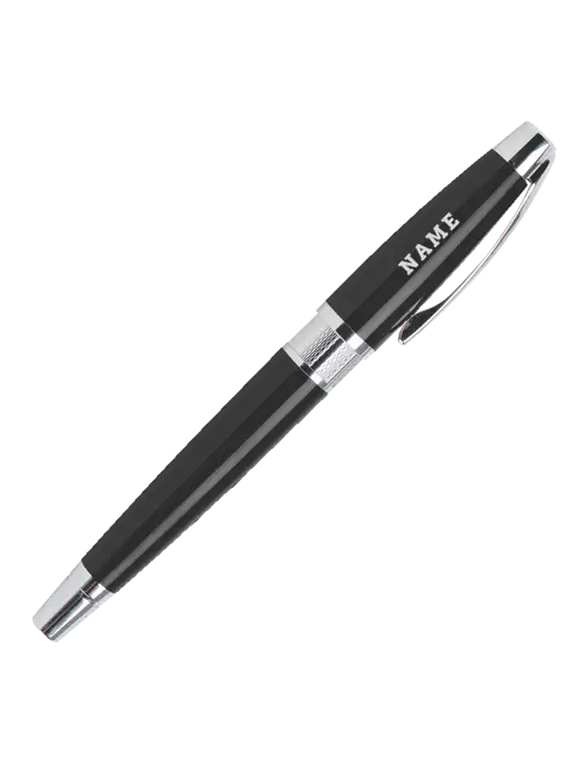 Masscotti Black Rollerball Pen - Black Ink w/Text, Grey Collar University Logo