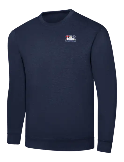 Navy 7.8 oz Ring Spun Crew Sweatshirt w/Geronimo 250th Logo