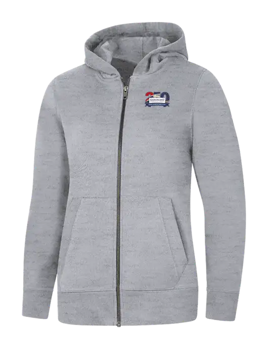 Womens Light Grey Heather Re-Fleece Full-Zip Hoodie w/Geronimo 250th Logo