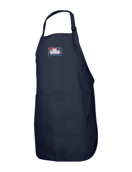 Full-Length Navy Apron With Pockets w/Geronimo 250th Logo