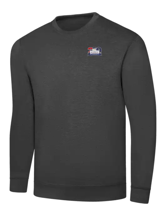 Dark Heather Grey 7.8 oz Ring Spun Crew Sweatshirt w/Hendricks 250th Logo