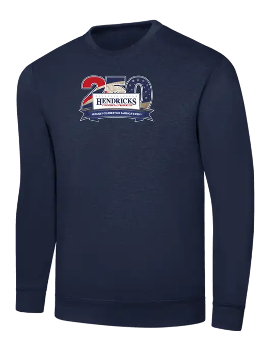 Navy 7.8 oz Ring Spun Crew Sweatshirt w/Hendricks 250th Logo