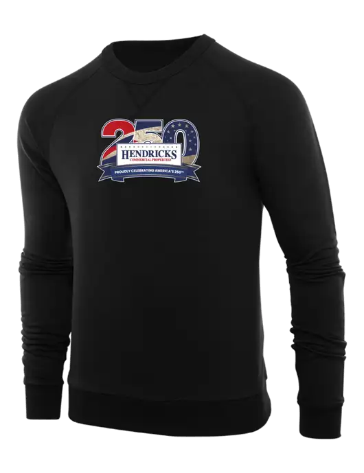 Allmade Deep Black Organic French Terry Crewneck Sweatshirt w/Hendricks 250th Logo