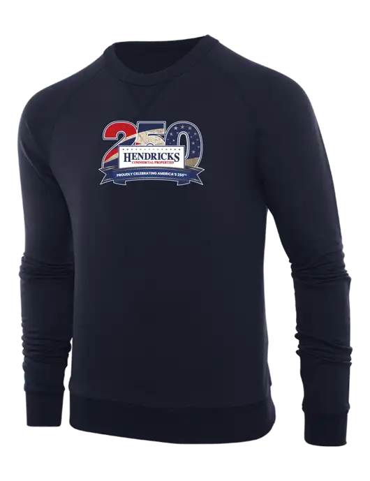 Allmade Dark Navy Organic French Terry Crewneck Sweatshirt w/Hendricks 250th Logo