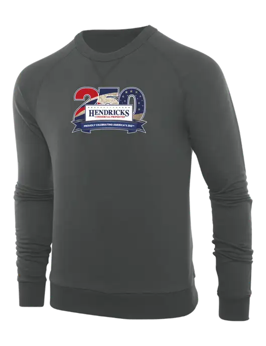 Allmade Charcoal Grey Organic French Terry Crewneck Sweatshirt w/Hendricks 250th Logo