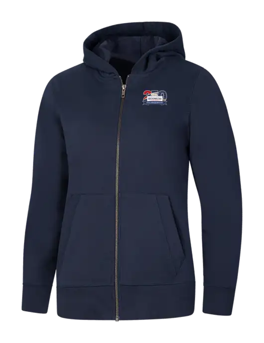 Womens Navy Re-Fleece Full-Zip Hoodie w/Hendricks 250th Logo