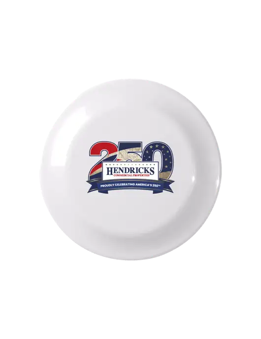 Fun White Flying Disc w/Hendricks 250th Logo