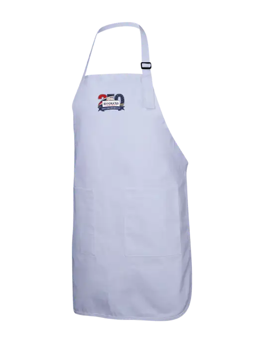 Full-Length White Apron With Pockets w/Hendricks 250th Logo