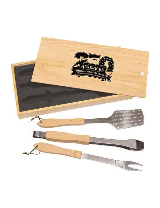 Wood BBQ Gift Set w/Hendricks 250th Logo