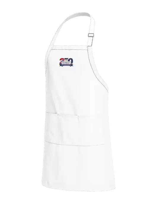 Easy Care Extra Long Bib White Apron with Stain Release w/Hendricks 250th Logo