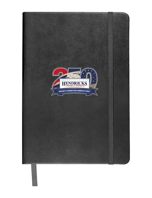 Leeman Black Tuscany Journal 5.75 x 8.25  w/Hendricks 250th Logo