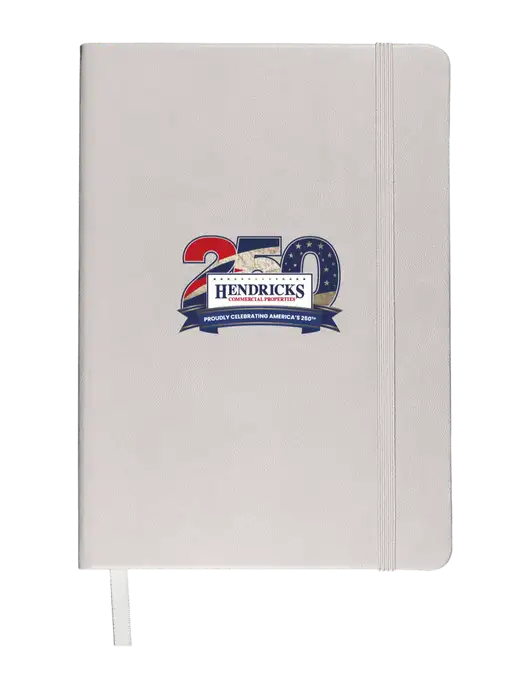 Leeman White Tuscany Journal 5.75 x 8.25 w/Hendricks 250th Logo