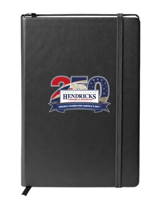 Neoskin Black Hard Cover Journal 5.75 x 8.375 w/Hendricks 250th Logo