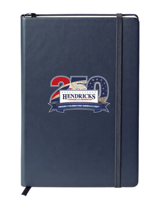 Neoskin Navy Hard Cover Journal 5.75 x 8.375 w/Hendricks 250th Logo
