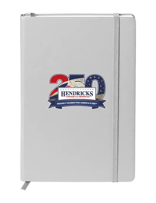 Neoskin Silver Hard Cover Journal 5.75 x 8.375
 w/Hendricks 250th Logo
