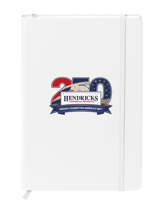 Neoskin White Hard Cover Journal 5.75 x 8.375
 w/Hendricks 250th Logo